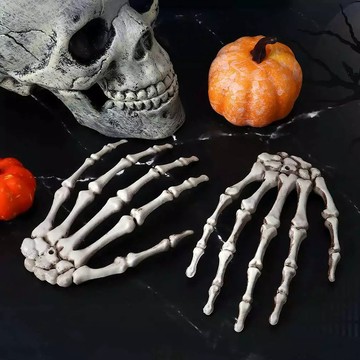萬聖節骷髏手 鬼手擺飾 恐怖擺件 骷髏手掌 手爪 骨頭手掌 塑膠鬼手 鬼屋道具 裝飾道具 派對掛件