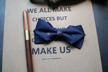 蓝色真丝小狗领结钻石型蝴蝶结英伦风百搭