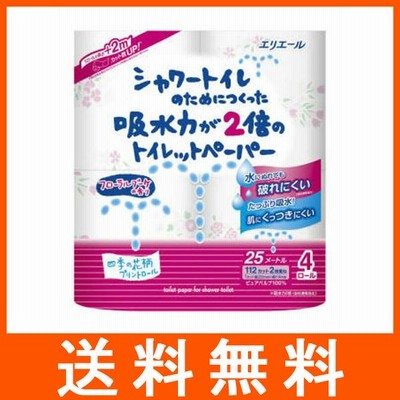 エリエール シャワートイレのためにつくった吸水力が2倍のトイレットペーパー フラワーブーケの香り 4ロール ダブル 大王製紙