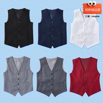 【英倫潮範】男童西裝馬甲 兒童馬甲 花童禮服 表演服 純色馬夾 黑色馬甲 一件代發 婚禮演出 日常穿搭