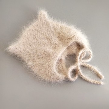 嬰兒帽。嬰兒軟帽。手工編織小貓帽。 Kitty Kat 帽子。復古軟帽