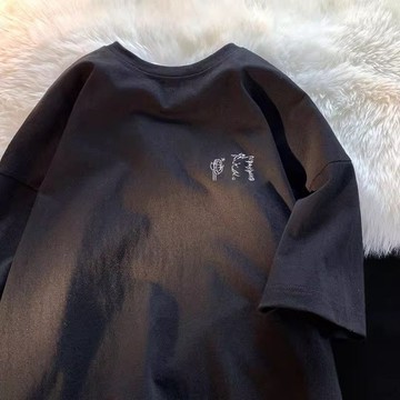 【台灣出貨】100%純棉 白色 正韓 大尺碼上衣 日系夏裝 男短袖上衣 歐美風T恤 休閒寬版 圓領上衣 男短袖 潮牌衣服