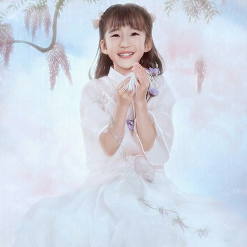 西竹影樓攝影寫真兒童古裝主題女童可愛唯美漢服唐裝走秀演出服裝