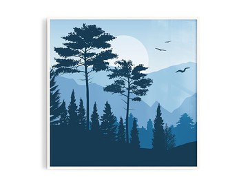 森藍丨插畫/掛畫/海報/台灣製/原木畫框/尺寸可客製