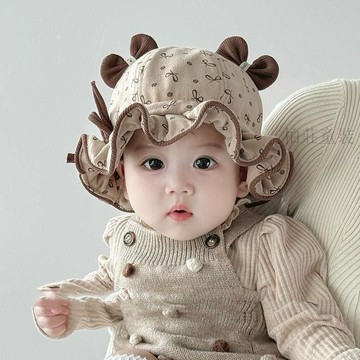 🍭秋冬新品🍭嬰兒帽子秋冬款漁夫帽公主洋氣小寶寶遮陽帽女寶蕾絲花邊新款女童