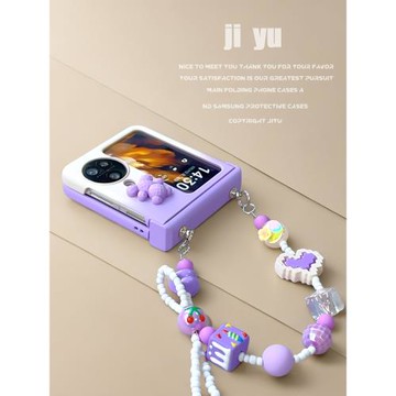 新款適用oppo findn3flip手機殼折疊屏翻蓋氣質紫色時尚漸變色掛繩鏈條防摔oppofindn2flip可愛小熊全包鉸鏈