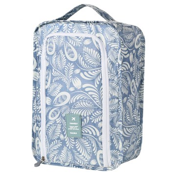 【iSFun】輕巧摺疊 迷你防水尼龍鞋袋/藍葉子