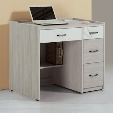 文創集 曼奇3尺四抽書桌(桌面設有LED夜燈＆USB插座)-90x60x83cm免組