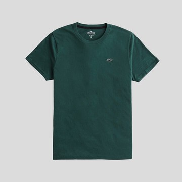 Hollister 海鷗 HCO 熱銷刺繡海鷗素面短袖T恤-墨綠色