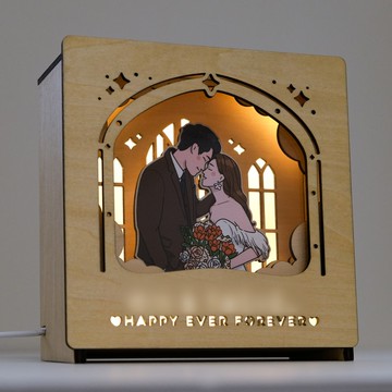 【客製化 似顏繪】盒仔小夜燈 小木燈 I 星星教堂款 人手製作