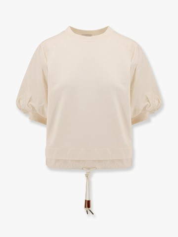 Cotton and nylon t-shirt with puffed sleeves - MONCLER - gender_Woman