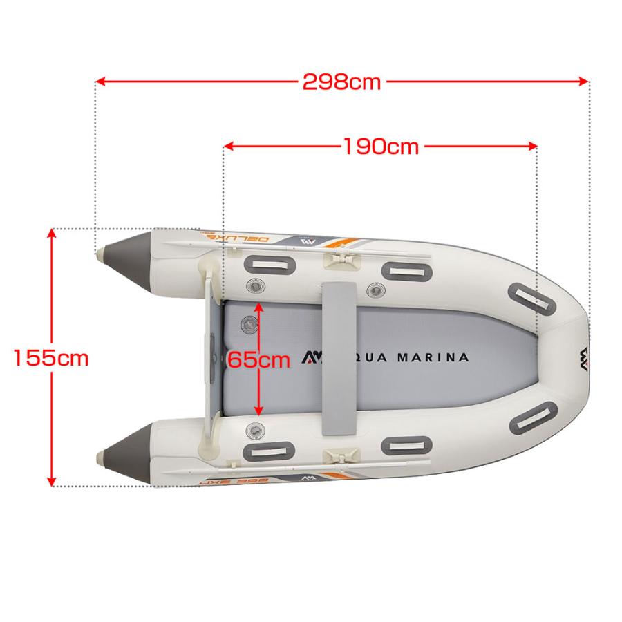 ゴムボート 海釣り フィッシング スズキ 2馬力 船外機 アクアマリーナ デラックスU298 3人乗り エアフロア Eセット