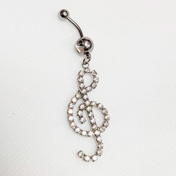 【RJ New York】音符水鑽肚臍環(銀色)