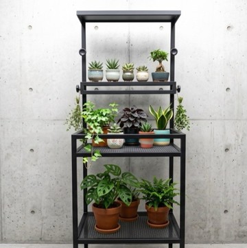 【 SHAONIANNA.TW 】工業風鐵製植物架｜一體成型免組裝・上層小層板可調