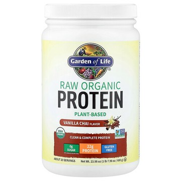 Garden of Life, 未加工有機蛋白質，香草印度茶味，1 磅 7.98 盎司（680 克）