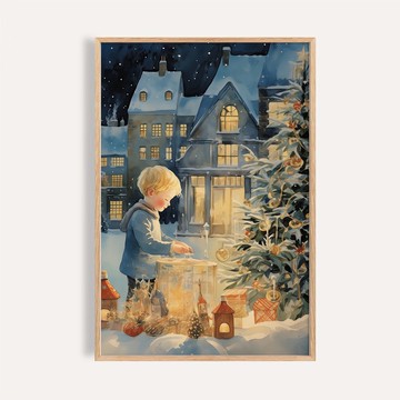 耶誕童話風格 / 燈光下的耶誕願望 節慶掛畫 海報 無框畫