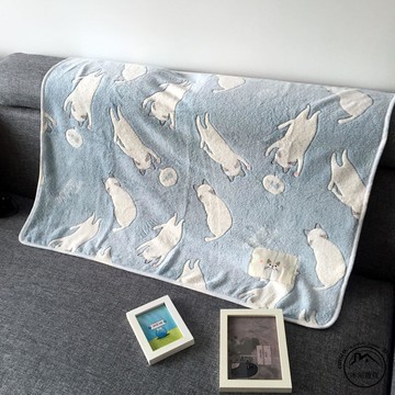 宿舍單人毯子貓咪蓋腿毯辦公室午睡毯空調毯寶寶蓋毯法蘭絨毛毯居家用品【木屋雜貨】