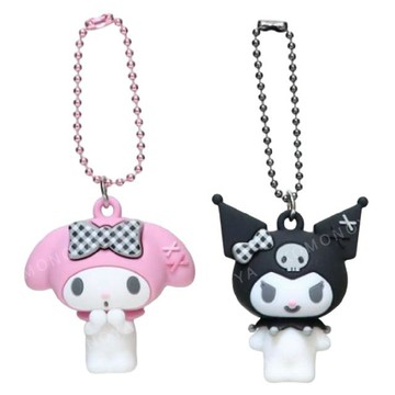 小禮堂 Sanrio 三麗鷗 PVC造型公仔吊飾 (黑白格紋款) 美樂蒂 酷洛米