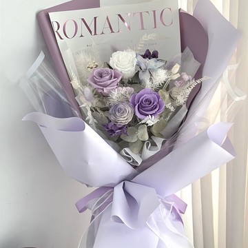 情人節花束【Flora Flower】韓系永生花束-莫奈紫 永生花 生日 情人節 禮物