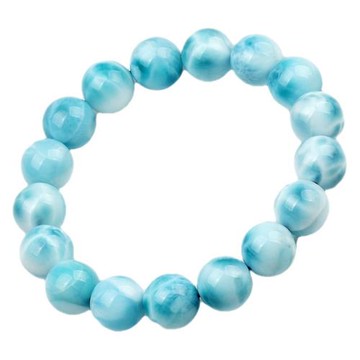 天然水晶海紋石手鏈多米尼加拉利瑪石藍色圓珠手串女男時尚送禮物