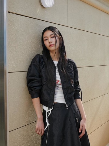 Hook Accent Wrinkle Short Jacket (ER2WZ363)