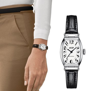 TISSOT 天梭 官方授權 Heritage Porto 酒桶型手動上鍊機械女錶 雙12購物節 送禮首選 T1281611601200
