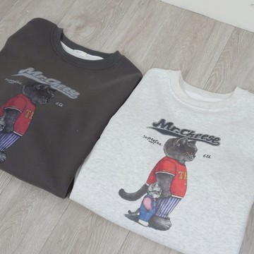 【太妮絲SY12】現貨 韓系 大學T 側面大貓小貓・校園感大學踢 長袖上衣 衛衣 保暖 學生 學院風 男友風 韓國設計