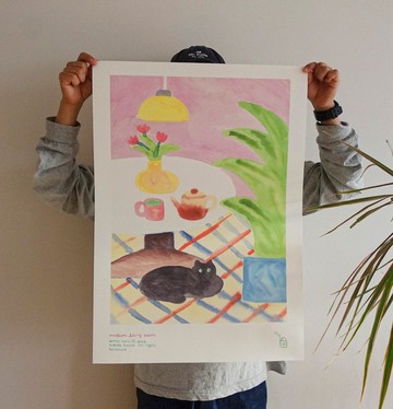 韓國插畫品牌 little room - 我最愛的客廳 A3 尺寸海報