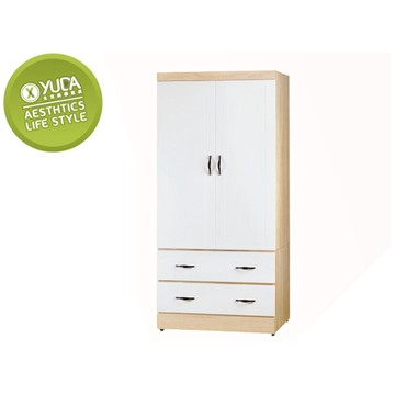 【YUDA】 開門衣櫃 3*6尺 衣櫃/衣櫥 北歐風 原切 白色I25X 579-363(北部免運)