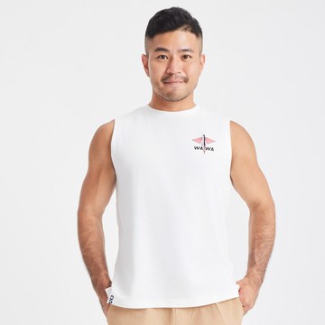 【漂浮熱浪島】海洋WAWA飛魚排汗寬肩背心白款(男女適用)