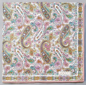 Lancetti 古董手帕 柔和花卉圖案 21 x 21 英吋