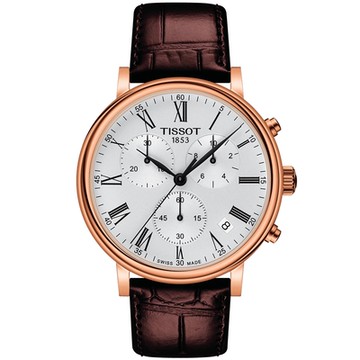 TISSOT 天梭 官方授權 Carson 羅馬計時石英錶 新春開運 送禮首選-41mm T1224173603300