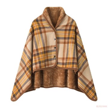 臺灣出貨12H🌈保暖披肩防寒蓋毯加厚格子搖粒絨月子蓋毯午休多功能騎車擋風毯子