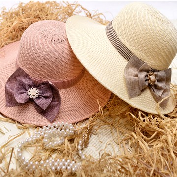 涼帽草帽沙灘春夏季女防曬遮陽帽子大帽檐蝴蝶結網紅時尚出游旅行