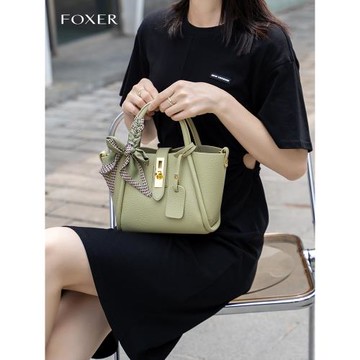 (免運)金狐貍真皮菜籃子手提水桶包包女2025新款秋冬大容量百搭斜挎女包