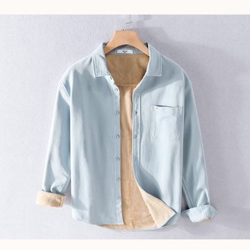 現貨+預購 襯衫長袖上衣-百搭純棉加厚加絨男裝2色74jt96【獨家進口】【米蘭精品】