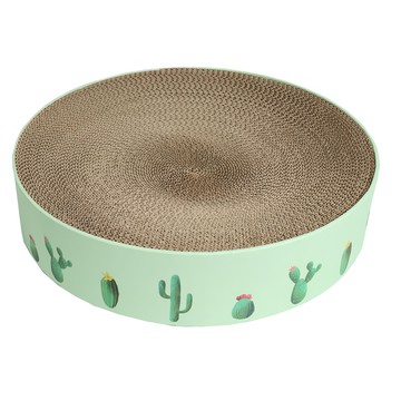 FOSO 仙人掌貓抓板(中) 耐磨瓦楞紙貓抓板，圓弧造型貓抓窩，底部加重不易滑動  仙人掌  1入