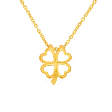 幸運草金飾-愛的讚頌-黃金項鍊(鎖骨鍊墜)