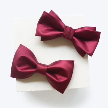 酒紅色緞面煲呔宴會伴郎禮服領結