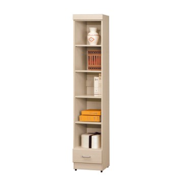 柏蒂家居-波特白橡色1.3尺白橡色開放式一抽書櫃-39x32x185cm