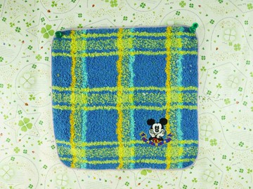 【震撼精品百貨】Micky Mouse 米奇/米妮  小方巾-藍格子 震撼日式精品百貨
