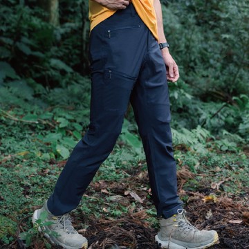 【修身彈力前扣式】速乾登山褲＿黑/灰-男女版型4種尺寸