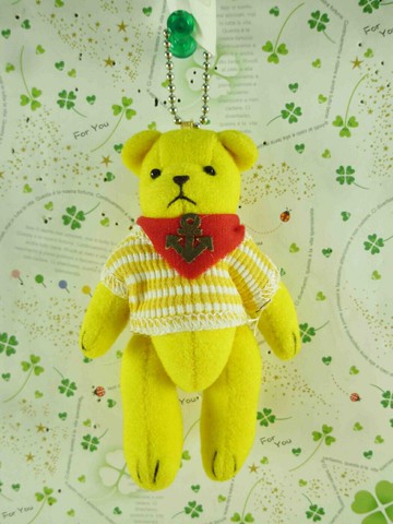 【震撼精品百貨】泰迪熊 Teddy Bear 絨毛鎖圈-黃(紅領結) 震撼日式精品百貨