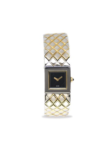 CHANEL Pre-Owned - 1993 pre-owned Matelassé 22mm - women - stainless steel/18kt Yellow Gold - One Size - Black