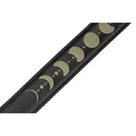 Levy s Leathers 2.5 Black Padded Garment Leather Green Moon Phases Embroidery Adjustable from to 55.5 Guitar Strap MG317MP-BLK-GRN