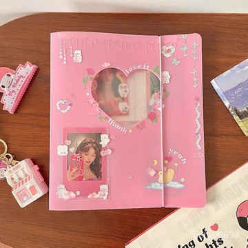 台灣出貨-愛心小卡卡冊DIY咕卡套裝飾貼紙活頁收納冊ins風韓國三寸小卡相冊