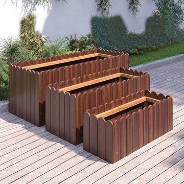 【新品上市】防腐木花箱長方形戶外花盆庭院種菜盆碳化實木柵欄陽臺種植箱盆景