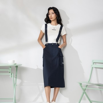 CONVERSE WOVEN BIB DRESS OBSIDIAN 女 長裙 WCJ773-695