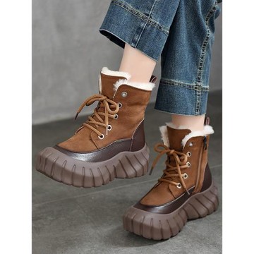 保暖加厚雪地靴女款真皮2025新款冬季馬丁靴棉鞋厚底棉靴加絨短靴