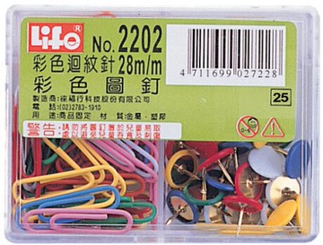 徠福 迴紋針 圖釘 豪華型 /組 NO.2202 NO.2203